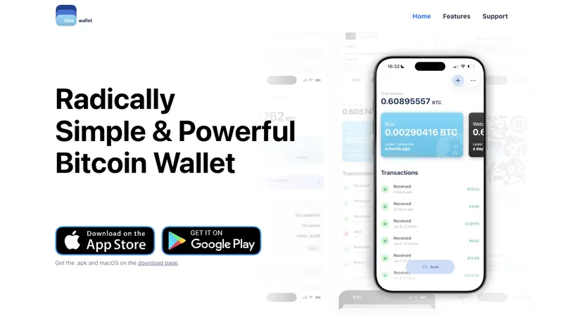 BlueWallet official website homepage for the Bitcoin and Lightning wallet