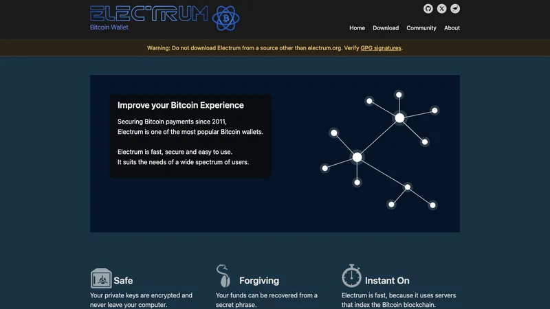 Electrum Bitcoin wallet official website homepage