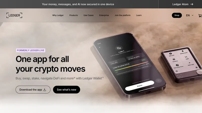 Ledger Wallet, formerly Ledger Live, official website page for the hardware wallet companion app