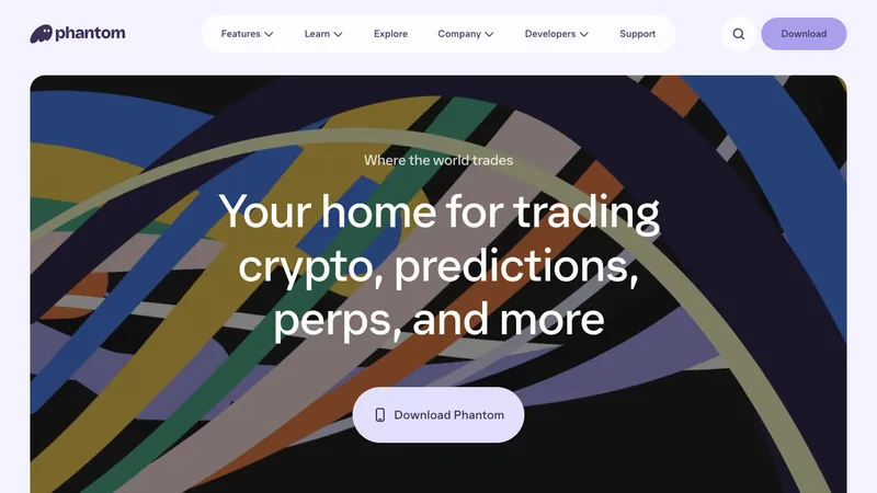 Phantom wallet official website homepage for the Solana and multi-chain wallet